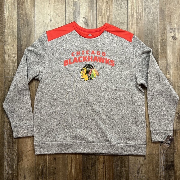 NHL Chicago Blackhawks Men's Sweatshirt Size XL Grey/Red NWT - Picture 1 of 6